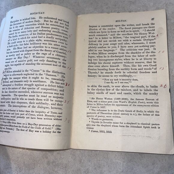 Vtg Riverside Literature Series 1890 1896 Essay On Milton Lays Of Rome Macaulay - Picture 9 of 16